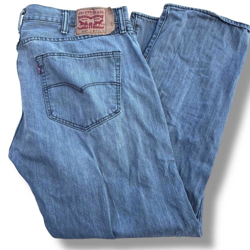 Levi’s 501 Men’s Button Fly Jeans GRAY Denim Straight Leg 40 X 30
